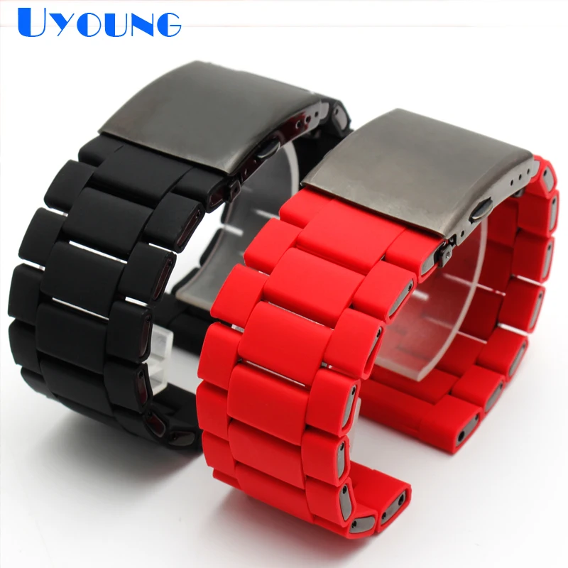silicone rubber watch band mens waterproof for diesel watch strap bracelet band 28mm DZ7370 DZ7396 DZ428 stainless steel b