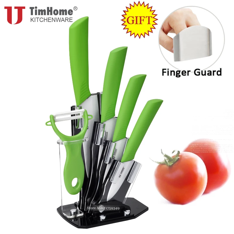 Оригинал Timhome Керамические Наборы Кухонные Ножи Керамический Нож с ABS + TPR Черной