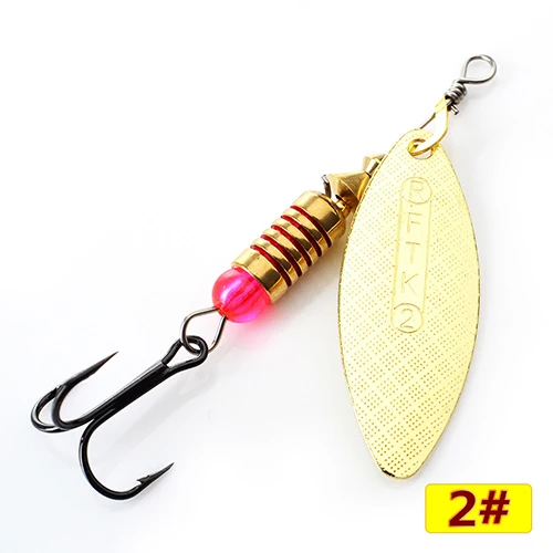 gold2 FTK 1 шт. 1#2#3#4#5# Спиннер приманка с бусинами с тройными крючками для приманки для ловли щуки - Цвет: gold2