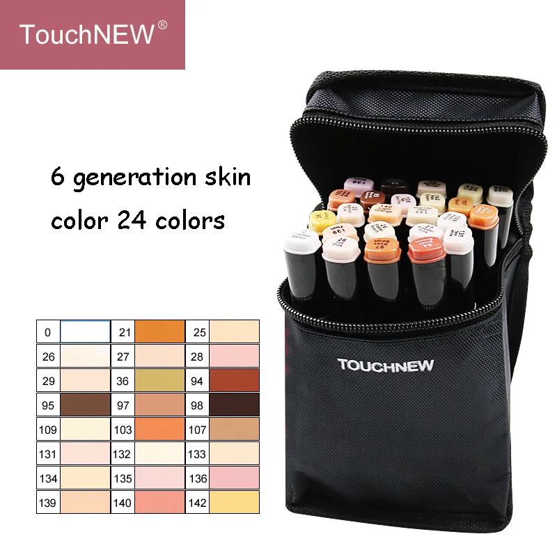 

Artist Touchnew Marker Pens 24 Colours Blendable Alcohol Markers Skin Tone Set for Portrait Illustration Drawing