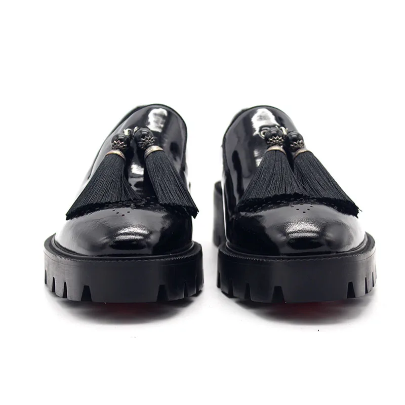 Мокасины мужские без застежек кожаные туфли на толстой платформе лоферы с