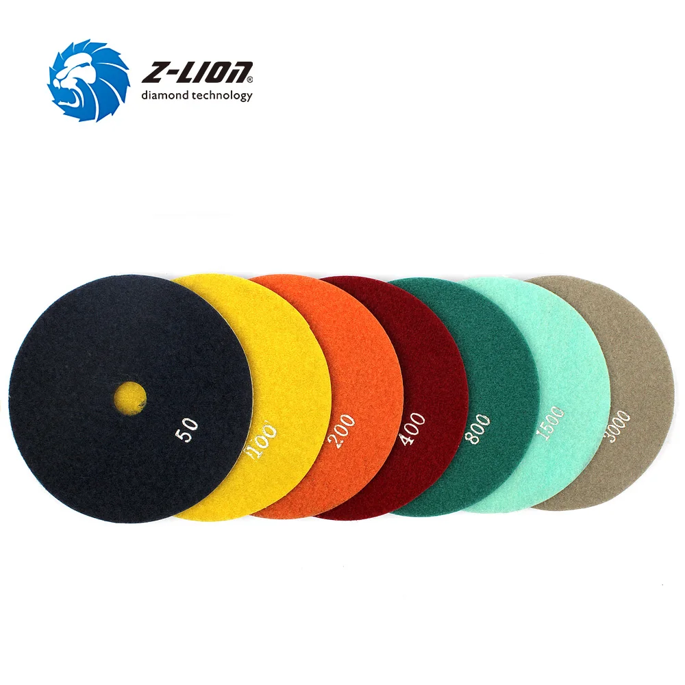Z-LION 6 Inch 7pcs/Set Wet Diamond Polishing Pad For Granite Marble Stone White Bond Disc Wheels Tools | Инструменты