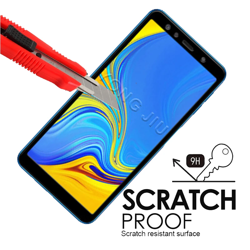 Закаленное стекло с полным покрытием для Samsung Galaxy A7 2018 9H защитное защитой от