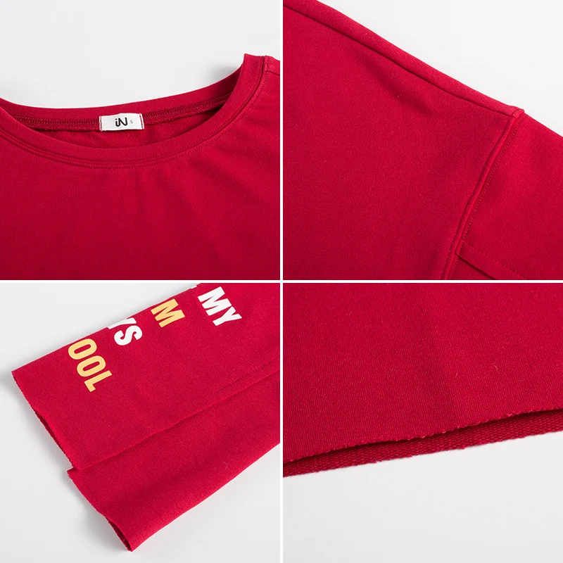 

Women Flare Sleeve Hoodies Korean Fashion 2018 New Sewatshirts for Female Letter Printed Causal Pullovers O-Neck GGZ18078