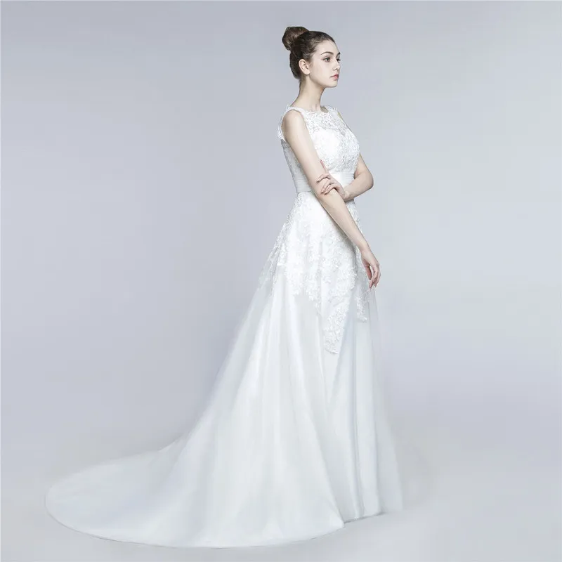 Vestido De Noiva белые свадебные платья цвета слоновой кости 2 в 1 плюс размер аппликация кружева со съемным пышное свадебное платье со шлейфом платье невесты