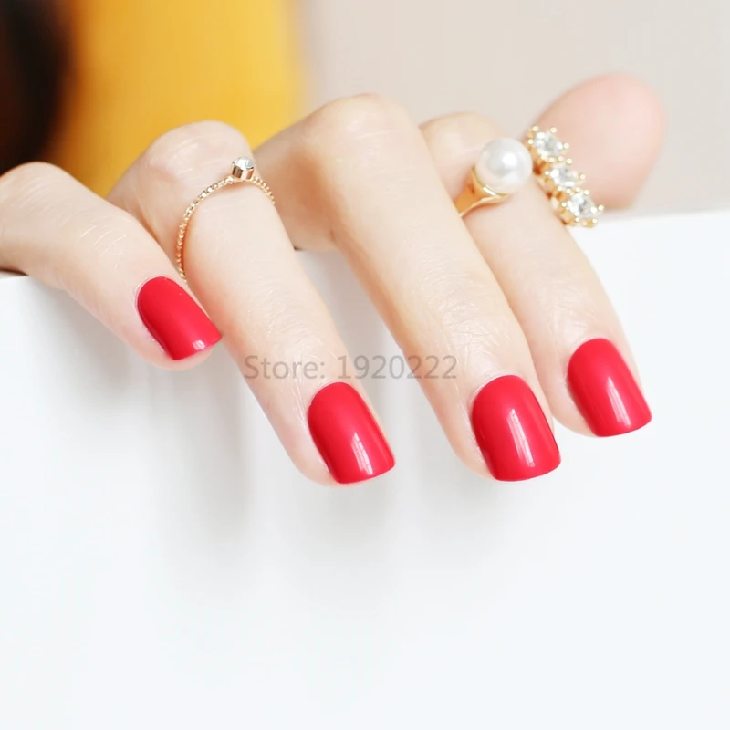 2021 24 шт. модные яркие красные ногти|nails short|finished fake nailsfake nails |