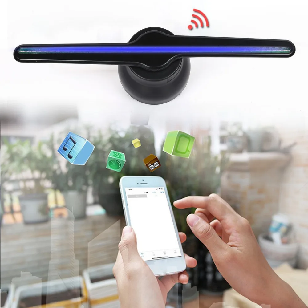 3D WIFI голограмма рекламный дисплей светодиодный вентилятор 43 см голографическая