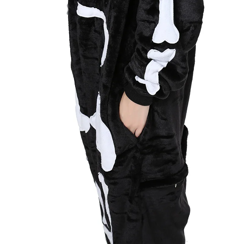 

Kigurumi Black Skeleton Pajamas Animal Party Cosplay Costume Flannel Onesies Game Cartoon Animal Sleepwear