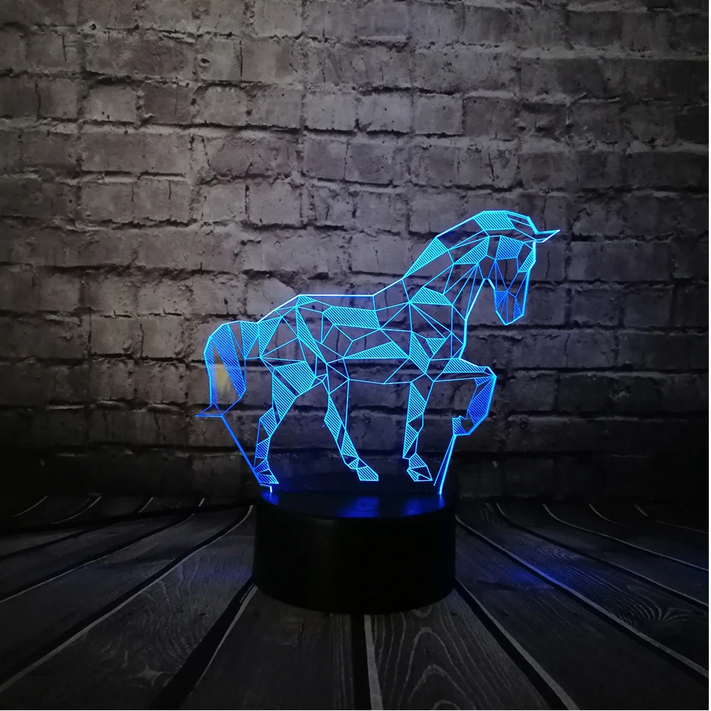 Новинка животное ретро лошадь атмосфера 3D светодиодный USB лампа многоцветный