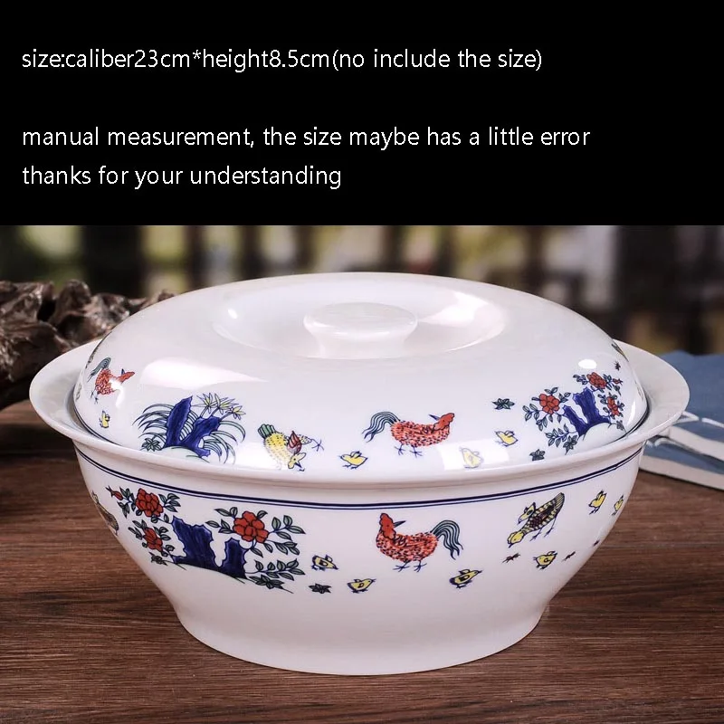 Керамическая кастрюля Цзиндэчжэнь набор крышек куриный узор контейнер для супа