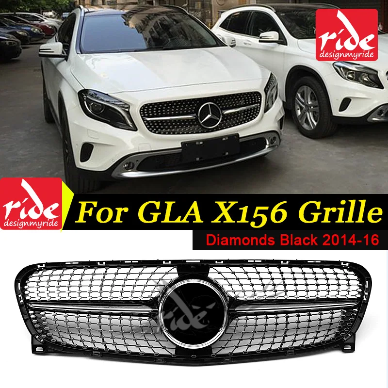 Для MercedesMB X156 алмазы передний гриль ABS черный GLA Class GLA180 GLA200 GLA250 GLA45 вид без знака