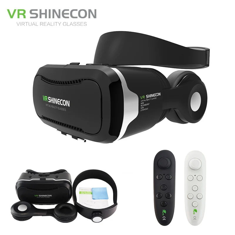 VR Shinecon 4.0 Stereo Google Cardboard 3D Glasses Smartphone Virtual Reality 360 Helmet Headset Box for 4-5.5' Mobile | Электроника