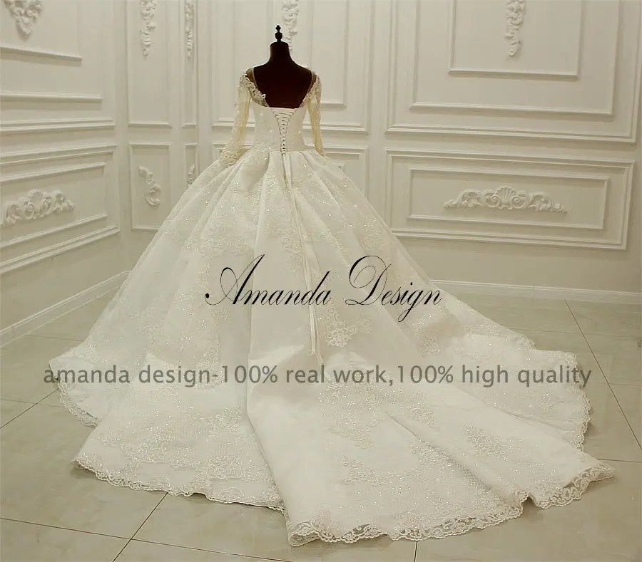 Кружевное плиссированное свадебное платье Amanda Novias bruidsjurken с длинными рукавами и