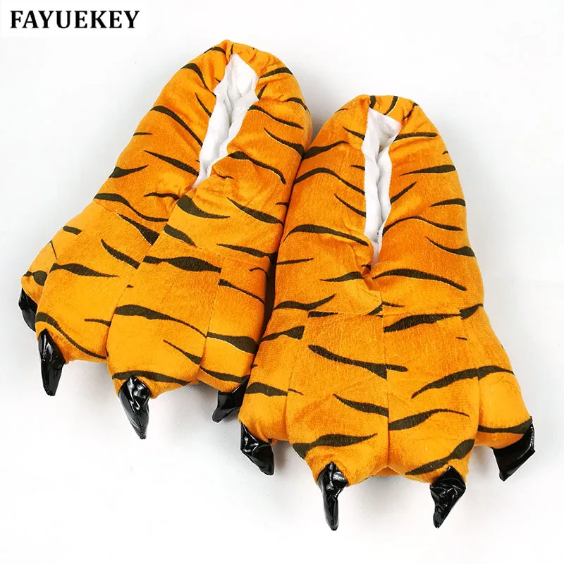 FAYUEKEY/2 пары в партии Домашние зимние теплые плюшевые тапочки с лапами Хлопковые