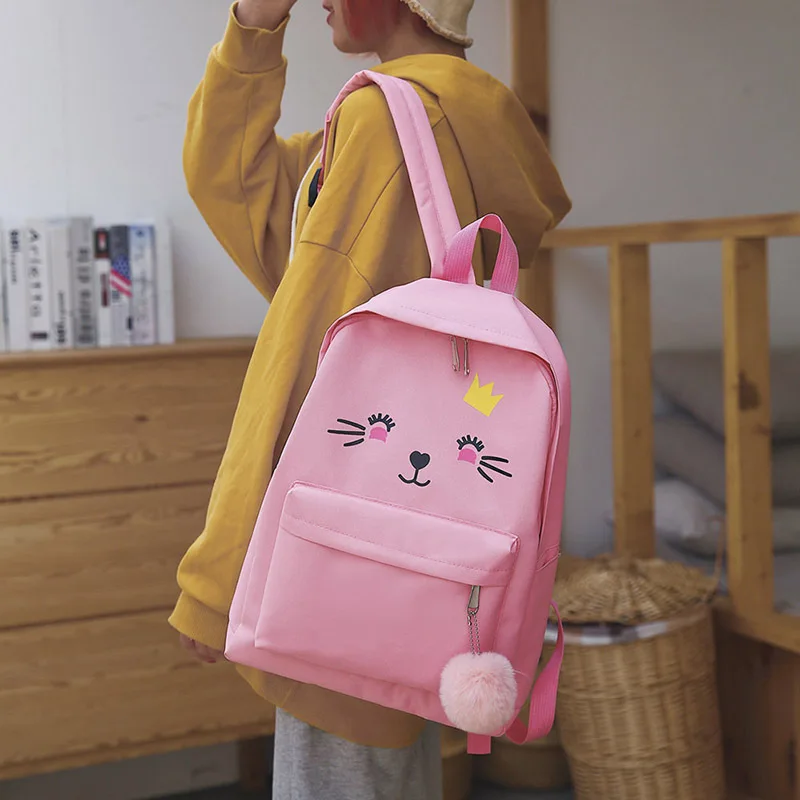 Холщовые рюкзаки 4 шт./компл. для женщин школьные ранцы с кошками девочек