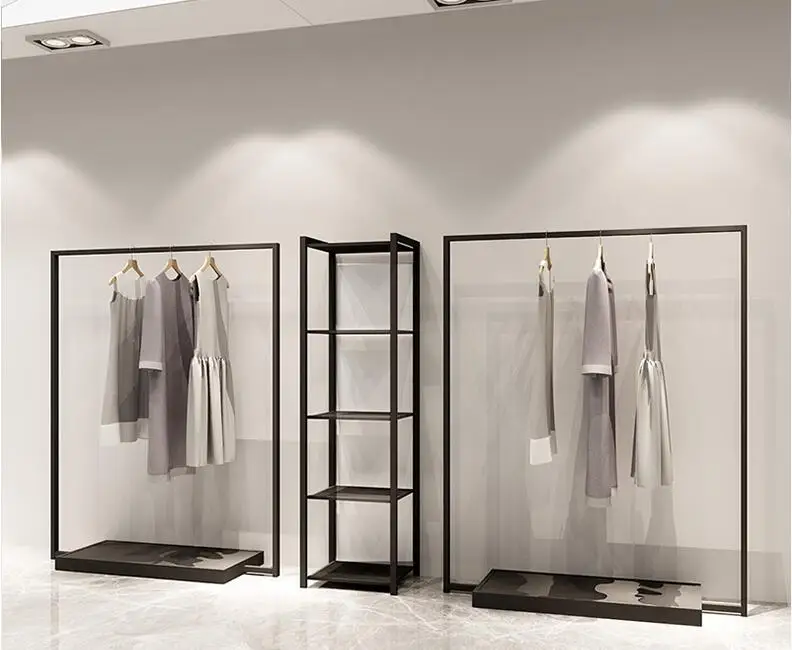 Clothes hanger. Display rack. Men's and women's clothing racks. Shelves. Display cabinets.056