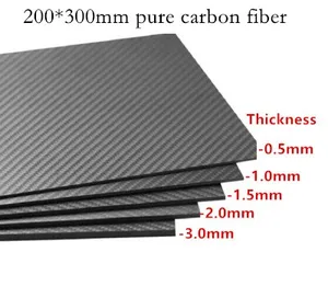 Листы панелей из углеродного волокна, 200 мм X 300 мм, 0,5 мм, 1 мм, 1,5 мм, 2 мм, 3 мм, 4 мм, 5 мм, высокая твердость композитного материала, RC