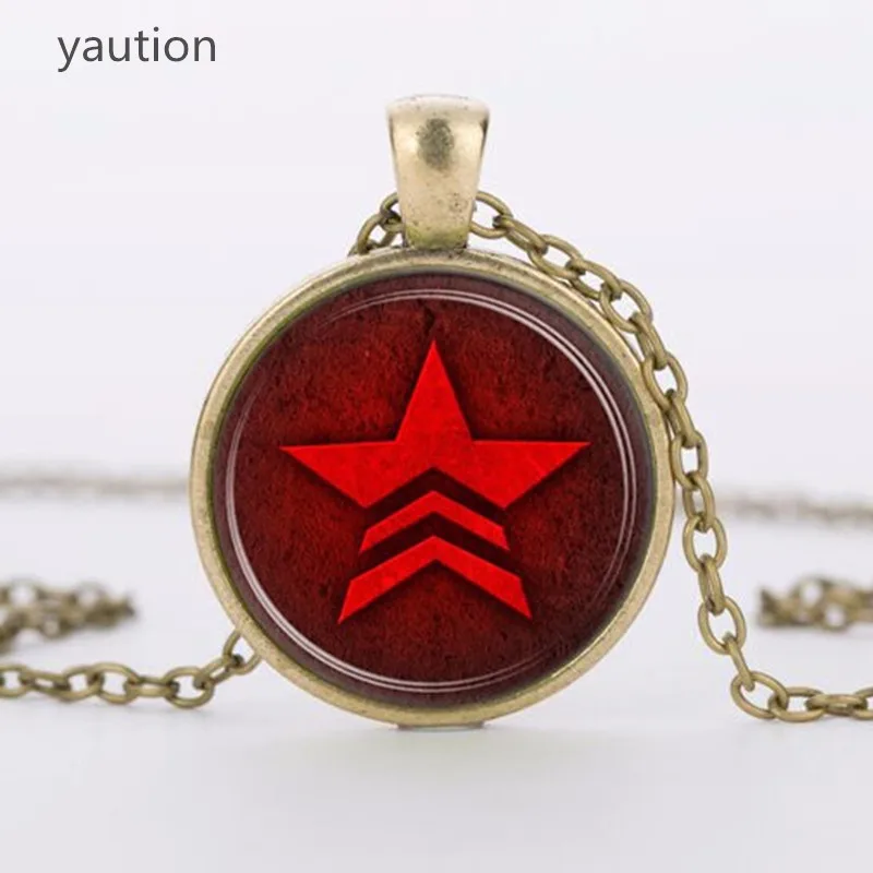 3 вида цветов массовый эффект круглая Красная Пентаграмма стеклянный кулон