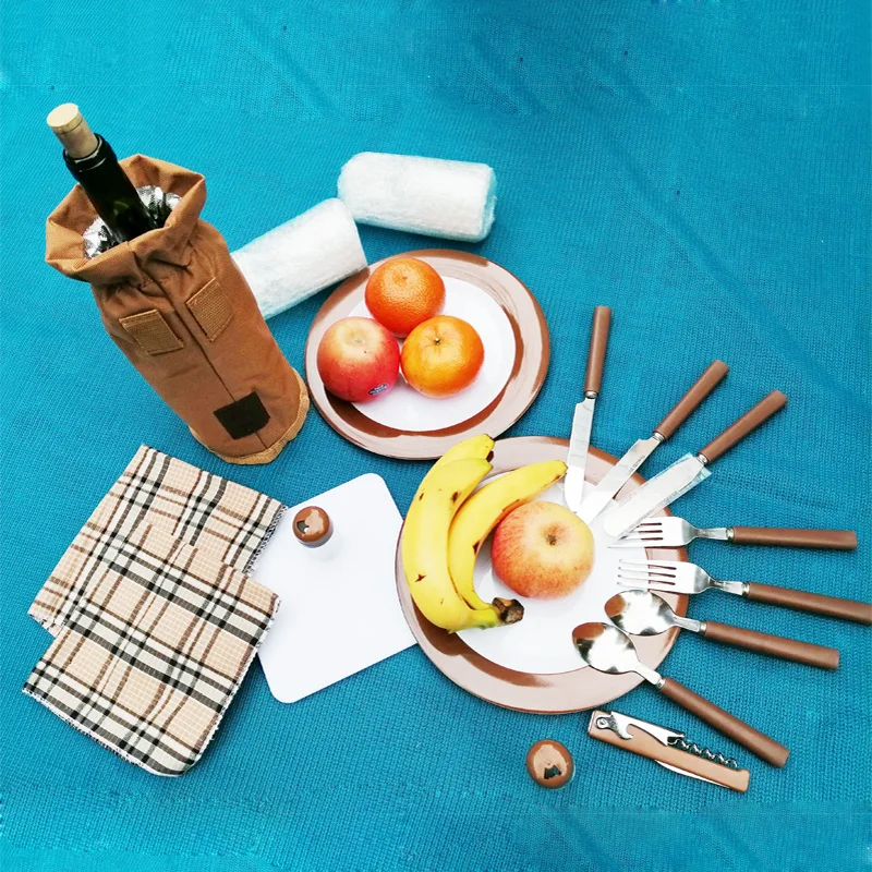 outdoor portable camping picnic bag with cutlery refrigerator bag cubiertos picnic set for 2 travel backpack cooler ice bags free global shipping