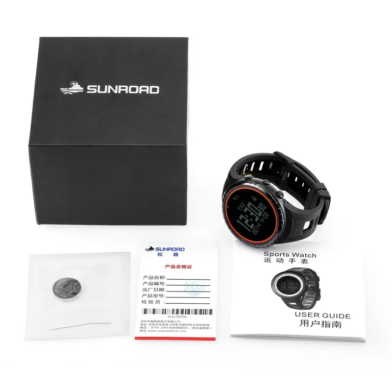 SUNROAD Мужские Цифровые спортивные часы-водонепроницаемые альтиметр барометр компас рыбалка барометр часы бег спортивные часы оранжевый