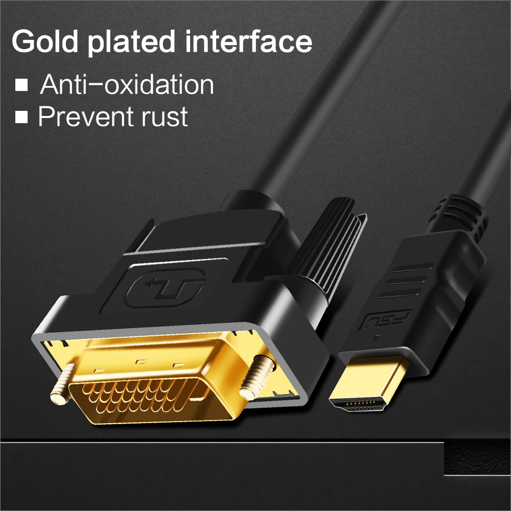 Высокоскоростной HDMI к DVI 24+ 1 pin адаптер позолоченный кабель «Папа-папа» для 1080P HD HDTV HD PC xbox 1m 1,8 m 2m 3m 5m