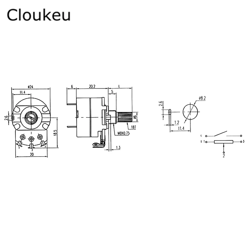 WH138 С выключателем потенциометра B5K 1/B10K/B20K/B50K/B100K/B250K/B500K|potentiometer with switch|potentiometer