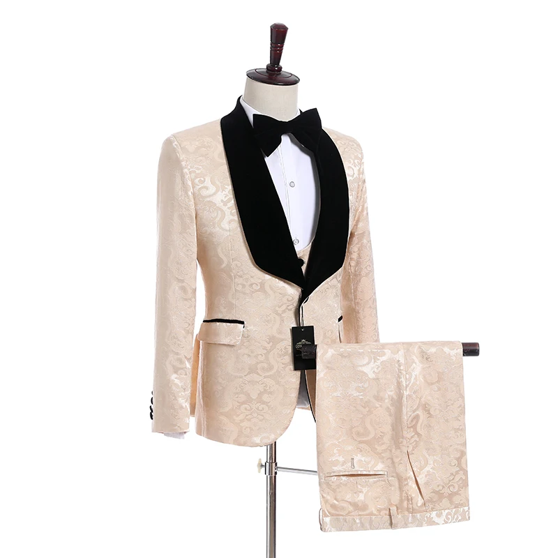 

New Arrival One Button Groomsmen Shawl Lapel Groom Tuxedos Men Suits Wedding/Prom Best Blazer ( Jacket+Pants+Vest+Tie) A08