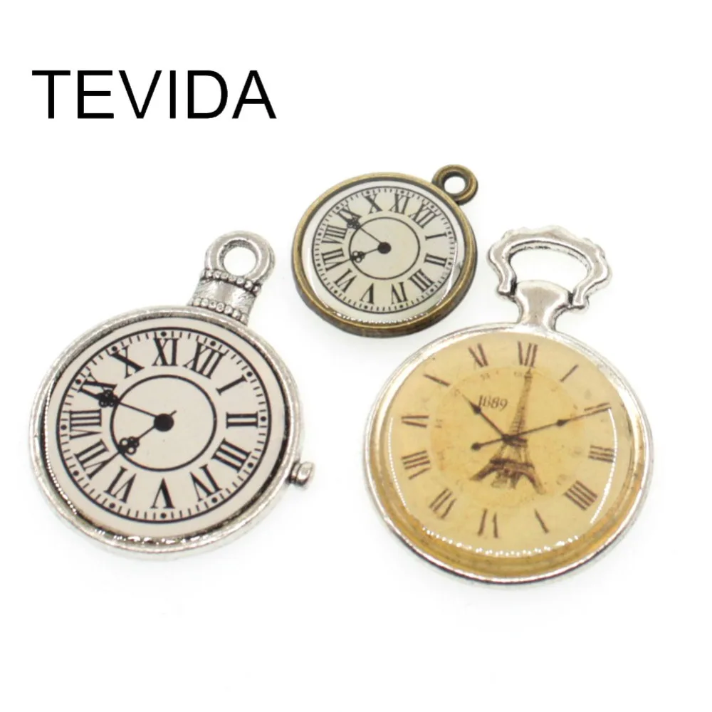 Tevida Q37 5 шт. классические серебряные часы подвесные бусины для изготовления