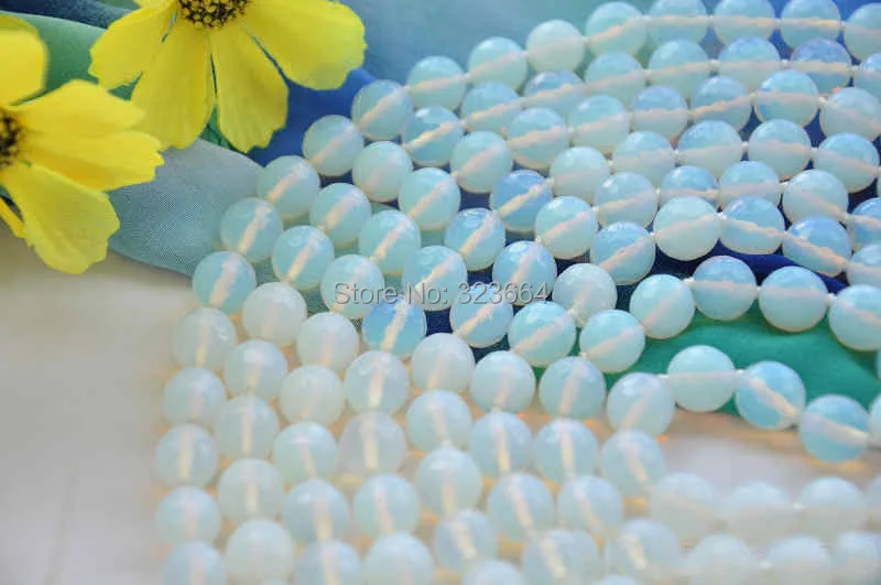 Круглое ожерелье из белого опала 10 мм 100 дюйма | Украшения и аксессуары