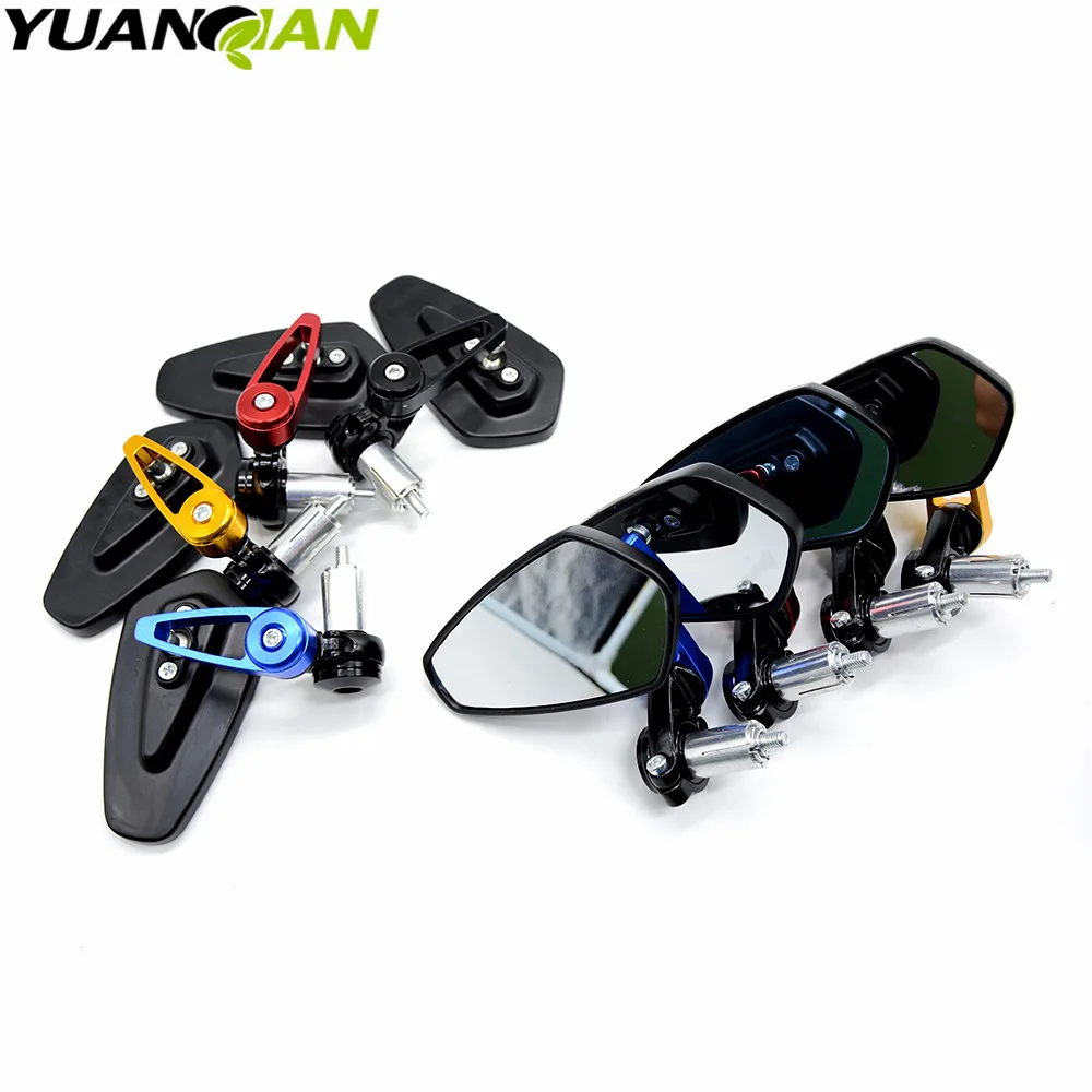

7/8" Pair of Motorcycle Universal Handle Bar End Rearview Mirror CNC Aluminum for 360 Rotation Bracket Side View Mirrors