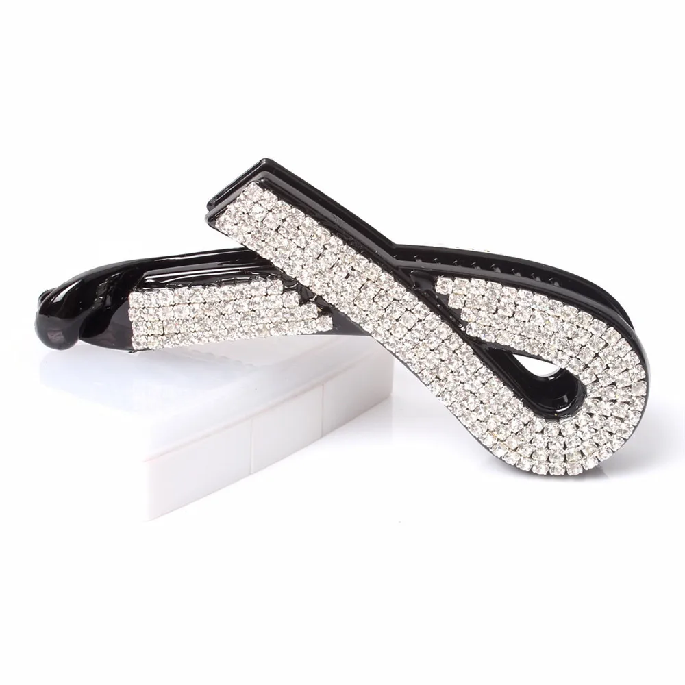 

Cheap Plastic Headpiece Large Hair Clip With Ab White Austrian Rhinestone Black Plastic Banana Clips