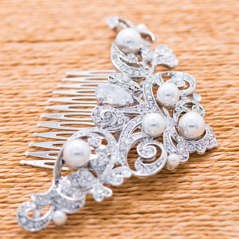 Женская заколка гребень для волос с искусственным жемчугом|pearl hair comb|hair comb crystalhair |
