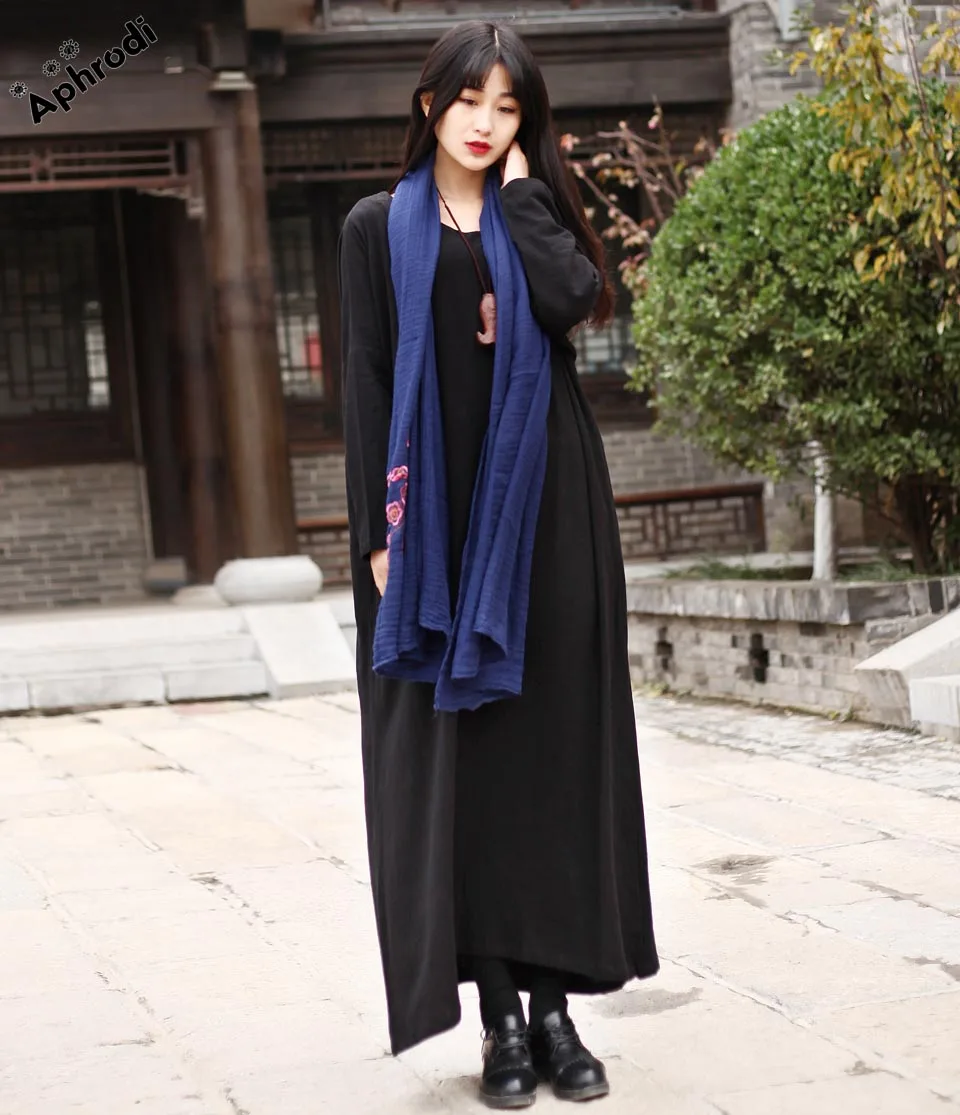 2016 Осень Платье Хлопок Белье Платья Китайский Стиль Случайные Женщины платье