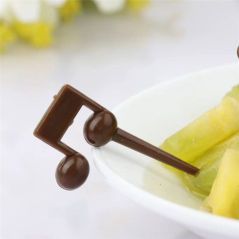 16pcs Musical Note Shape Fruit Fork Mini Cartoon Children Snack Cake Dessert Food Pick Toothpick Bento Lunches Party P15 | Дом и сад