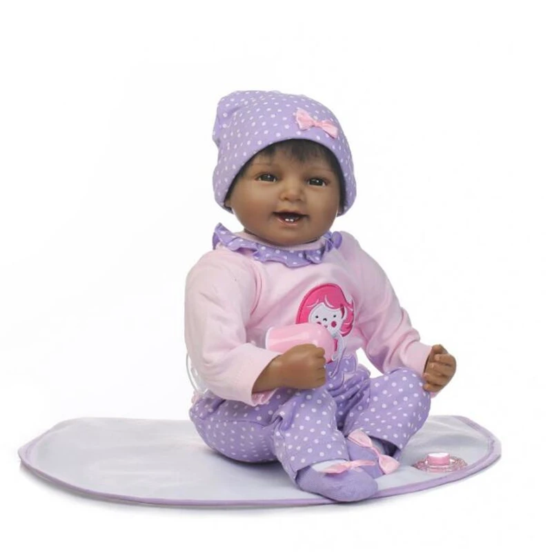 55 см/22 &quotReborn Baby Doll черный афроамериканец Силиконовые Винил Реалистичная