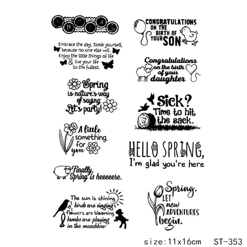 

AZSG Hello Spring Clear Stamps/Silicone Transparent Seals for DIY scrapbooking Card Making 11*16cm