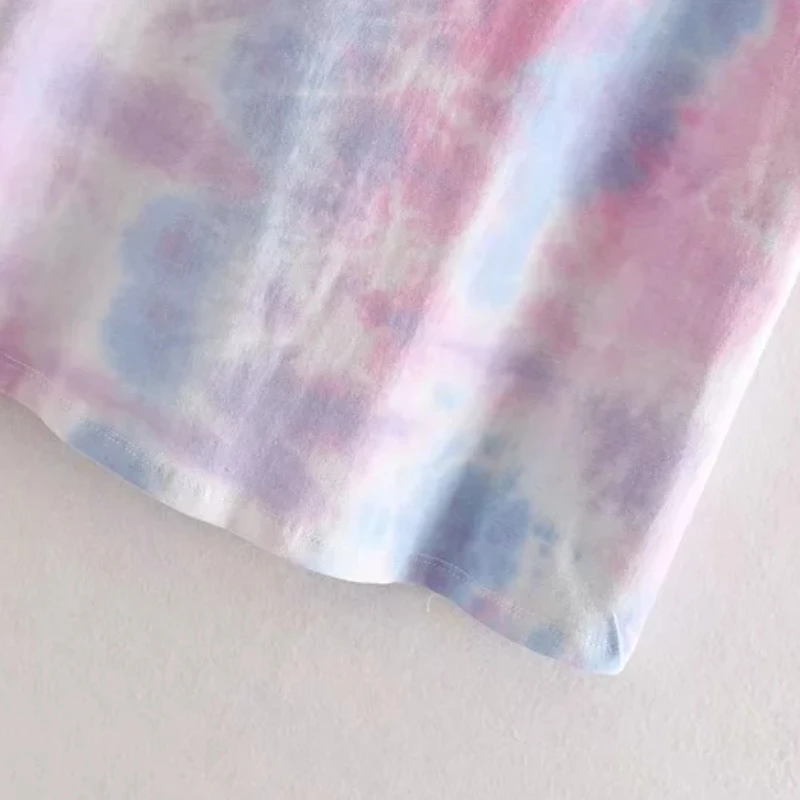 Женская трикотажная футболка с принтом Tie Dye Повседневная Свободная коротким