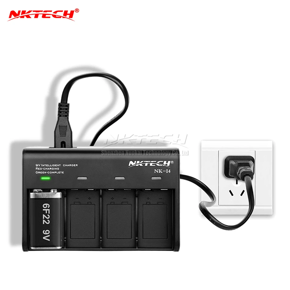 Умное зарядное устройство NKTECH для аккумуляторов 9 В 6F22 светодиодный индикатор 4