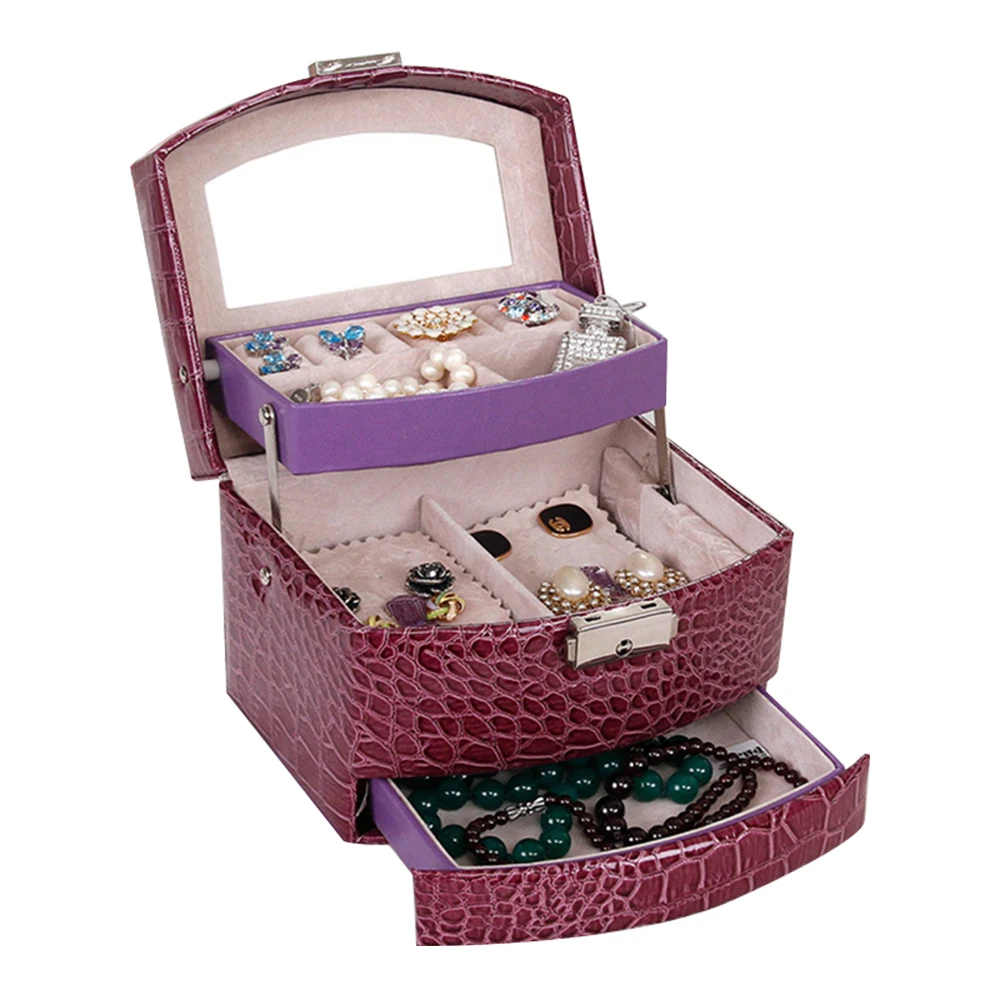 3-слойный органайзер для макияжа коробка хранения кожаные коробки ювелирных