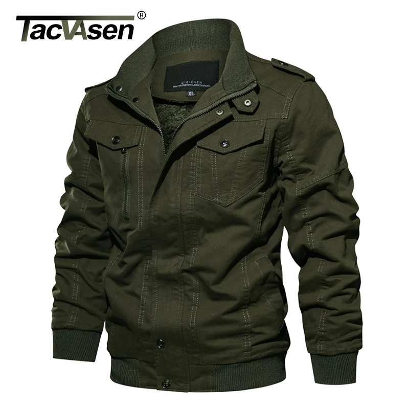 TACVASEN, зимняя мужская куртка, пальто, хлопок, военный, термо, флисовая куртка, утолщенная, Армейская, пилот, куртка-бомбер, повседневная, карго, рабочая, Jaqueta