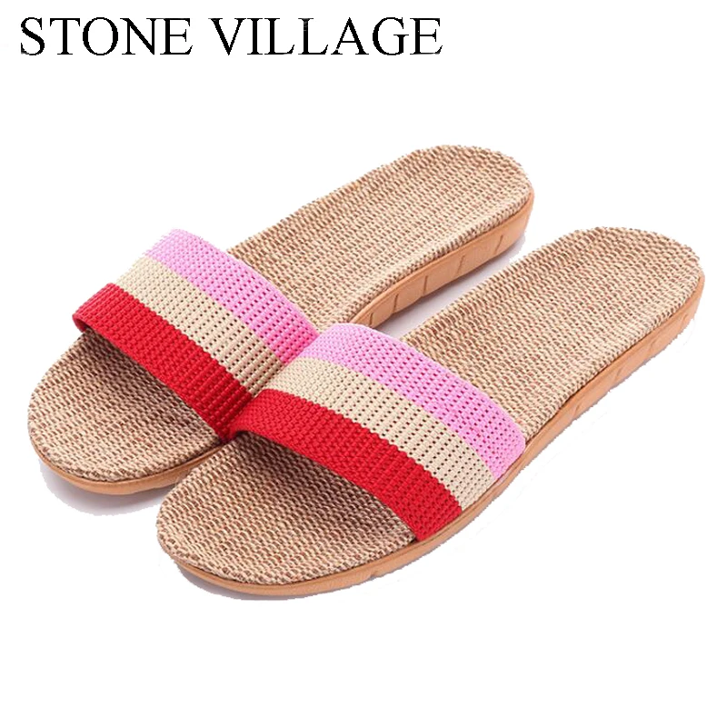 Летние Новые льняные тапочки STONE Town домашняя обувь шлепанцы женские Тапочки|linen