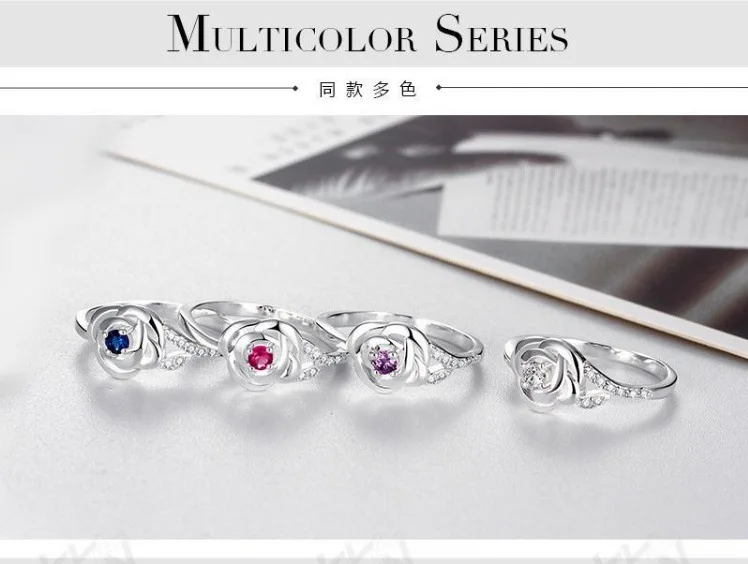 Офисное сапфировое кольцо S925 Silve в форме цветка bague или jaune, Романтические кольца со стразами и аметистом