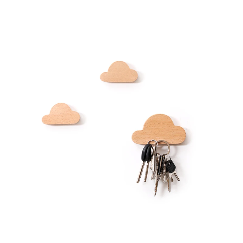Купить 2 шт. дерево наклейки для холодильника на магните милым изображением облачка, в форме молнии 3D стены палочки дверные Крючки держатели ключей