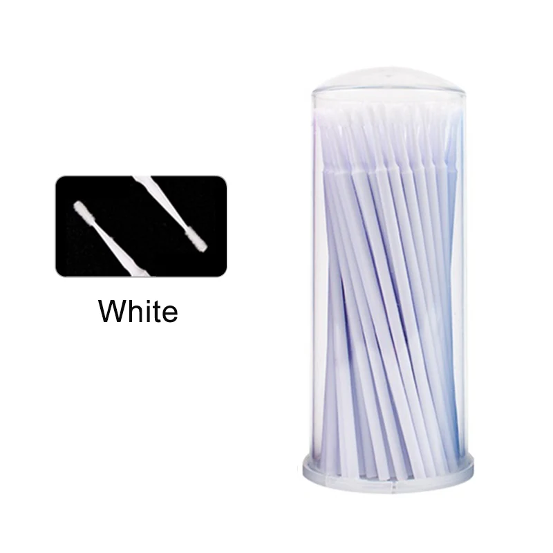 White Cylinder Zwellbe 100 шт./упак. одноразовые кисти для макияжа Набор с тампоном для прочный Micro кисть туши для ресниц наращивание ресниц удаление инструмент - Handle Color: White Cylinder