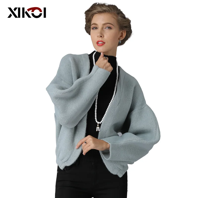 XIKOI женская джинсовая куртка однотонный кардиган с круглым вырезом женское