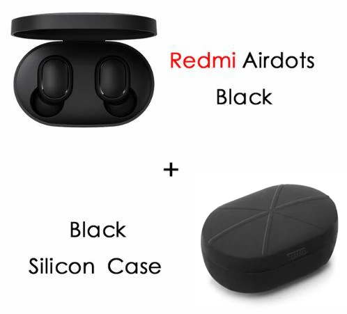 Xiaomi Redmi Airdots TWS Bluetooth наушники стерео басы BT 5,0 Eeadphones с микрофоном Handsfree Наушники управление AI - Цвет: add black case