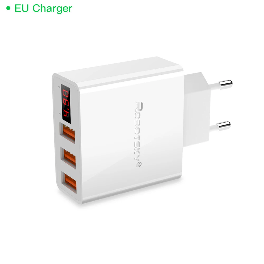3.4A EU Charge wh Обновление 3 порта Usb настенное зарядное устройство 3.4A светодиодный дисплей Универсальное зарядное устройство адаптер для мобильного телефона Iphone Xiaomi Ipad Us Eu Plug - Тип штекера: 3.4A EU Charge wh