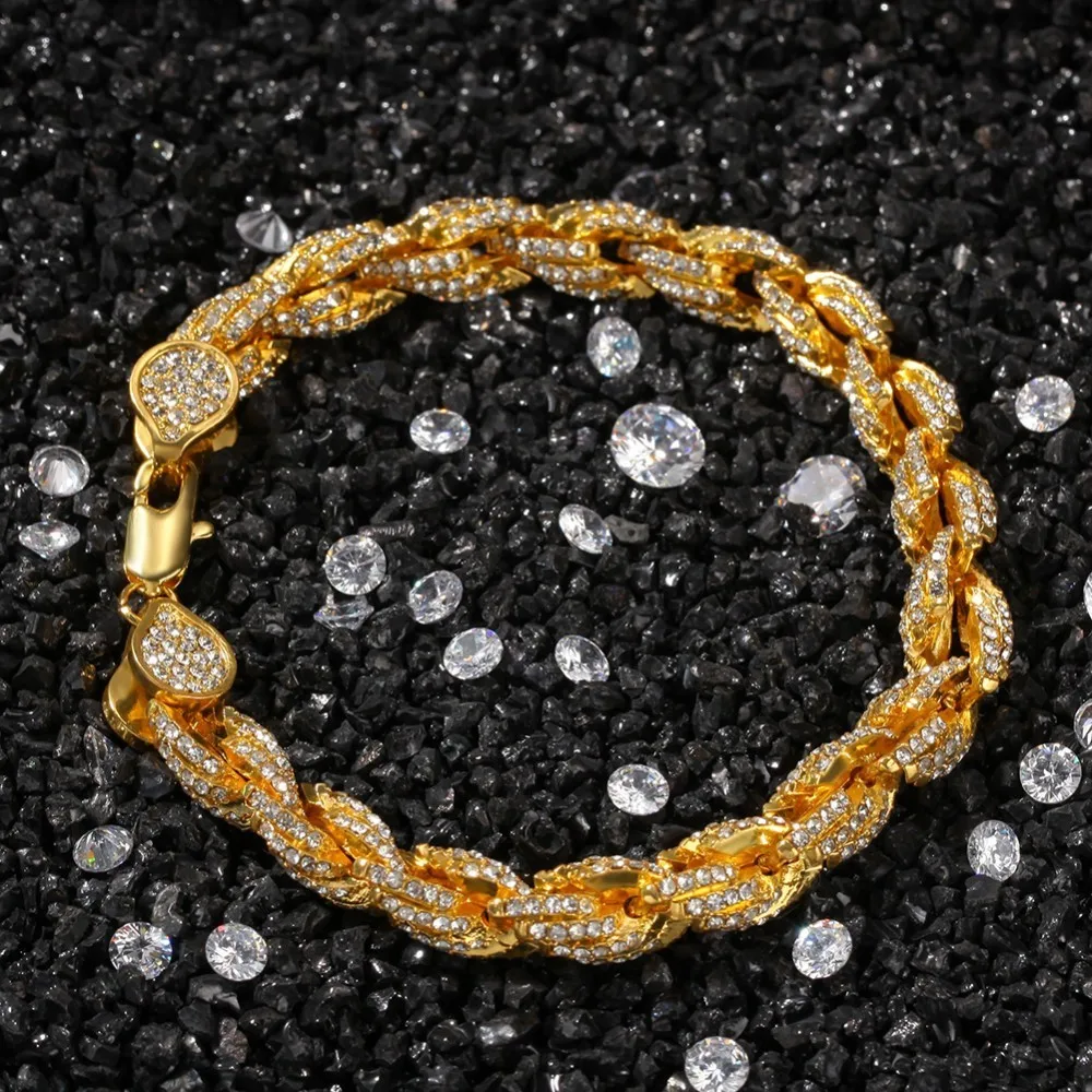 UWIN NE+BA 9mm Rope Chain Necklaces& Bracelets Full Iced Out Rhinestones Bling Biling 7/8/9inch Fashion Hiphop Jewelry