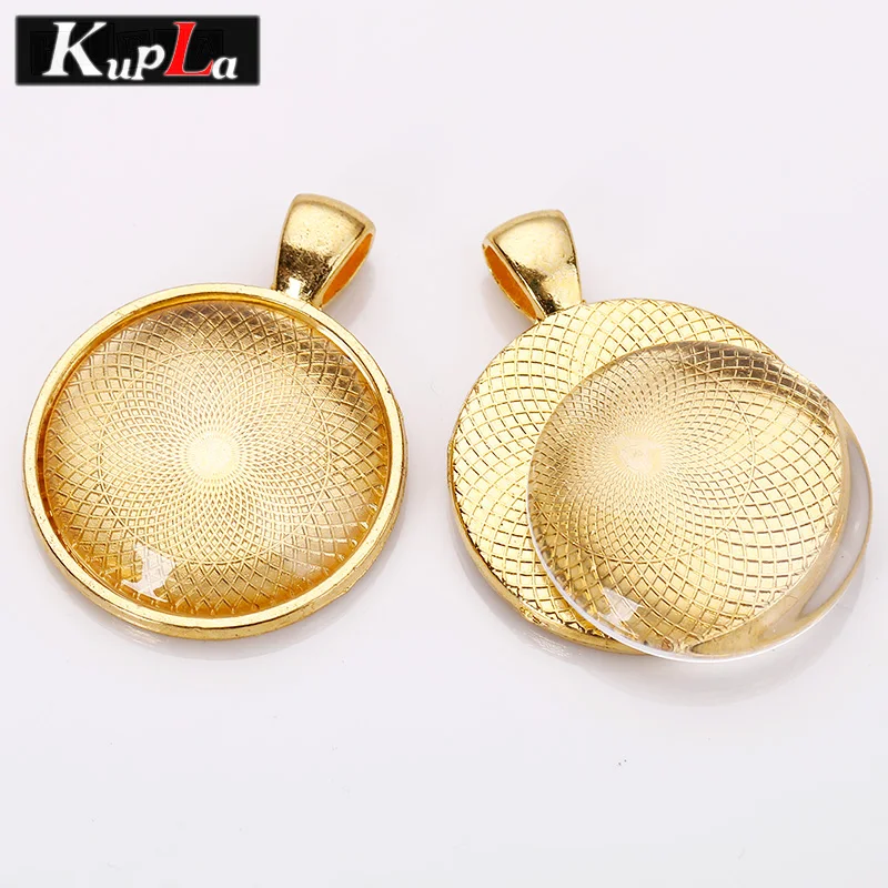Kupla 25 мм стеклянный кабошон круглый настройки DIY металлические украшения кулоны