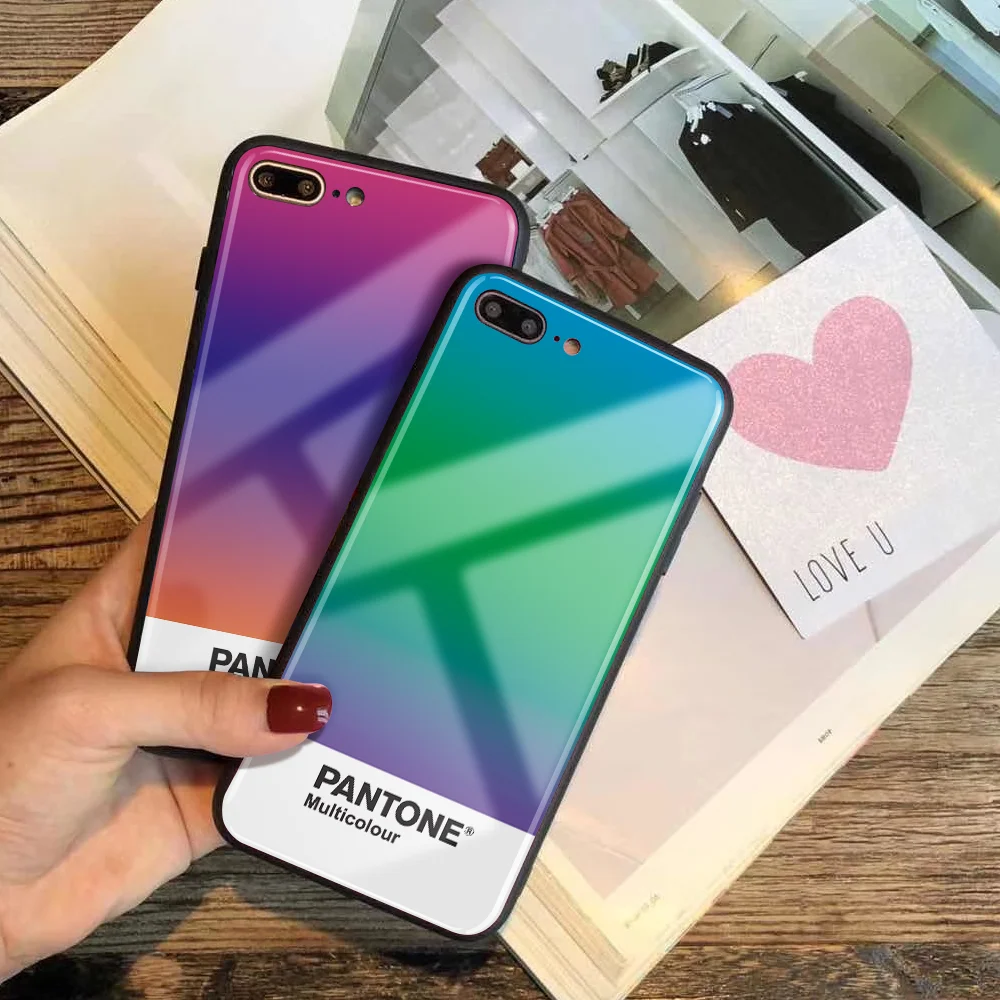 Стеклянный чехол для телефона для iphone 11 Pro 7Plus X SE DIY Pantone чехол из закаленного стекла для телефона для iphone 8 5S 5 6 6s XS Max XR уникальный
